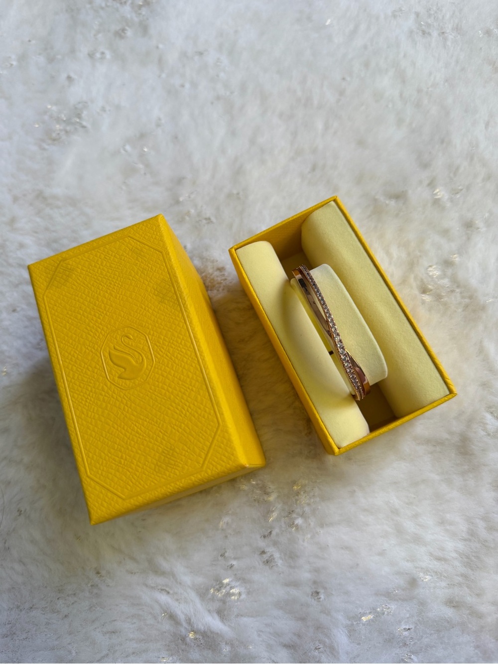 Swarovski Yellow Boxed Gold-Tone Crystal Bangle Bracelet
